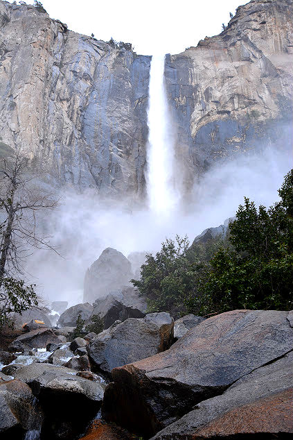 Bottom of Bridalveil Falls in yosemite national park